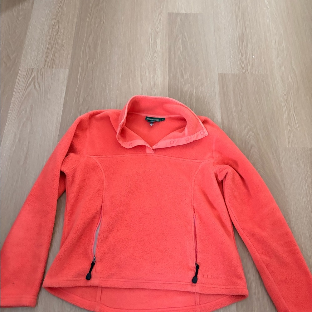 L.L. Bean Vibrant Coral Fleece Jacket - Picture 4 of 4